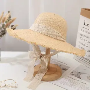 Venta al por mayor nueva moda sombrero papel rafia trenza hombres mujer sombreros Panamá Fedora sombrero de paja gorras