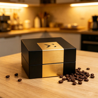 Boîte à bijoux en bois carrée de luxe artisanale, personnalisée, avec fermeture magnétique pour le rangement des bijoux