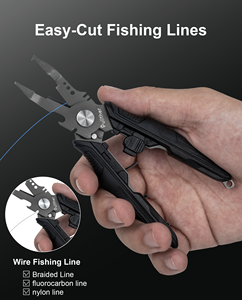 Tang Pemancing Baja Tahan Karat Hitam 14cm untuk Memancing di Air Asin dan Air Tawar, Pegangan Anti-Selip, Alat Pemotong, Penjepit, dan Pelepas Kait. - Product Image 4