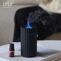 Nouvel humidificateur d'air ultrasonique portable 100 ml avec diffuseur d'arômes et lampe de nuit chaleureuse effet flamme, en PP+ABS