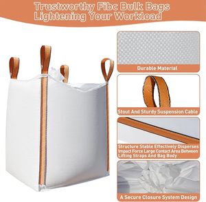 Bulk <b>Bags</b> 3300 lbs SWL | UV Protected <b>Waterproof</b>, Duffle Top Flat Bottom Polypropylene <b>Bags</b> for Industry & Agriculture - Product Image 4