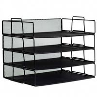 Desktop Letter Tray File Organizer Sorter Desk Document Organizer Shelf Tray Magazine Holder 4 Tier Stackable Heavy Duty Metal