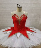 Tutu de ballet professionnel en tissu jacquard rouge neuf, tulle rigide, avec maintien Spanx pour la performance des artistes de ballet féminines