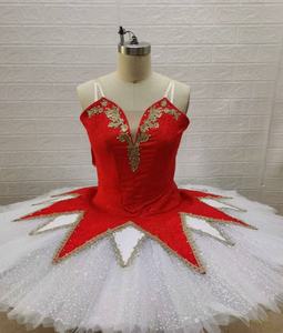 Tutú de Ballet Profesional Tipo Pancake en Atractiva Tela Jacquard Roja, Tul Rígido con Efecto <span class=keywords><strong>Spanx</strong></span> para Actuaciones de Bailarinas - Product Image 4