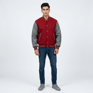Chaqueta de béisbol estilo universitario de lana a la moda para hombre, estilo urbano con cuello vuelto. - Product Image 1