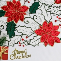 OWENIE Poinsettia rouge avec appliques fleur de velours fleur de noël court salle à manger broderie chemin de table ensemble