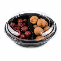 Aangepaste voedselveilige PET 2-compartimenten snackverpakking, transparant, milieuvriendelijk, recycleerbaar plastic doosje voor noten, fruit en groenten