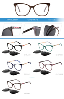 Lunettes à clipser carrées arrondies avec verres solaires polarisés UV400 TAC, montures optiques en acétate, vente en gros OEM ODM