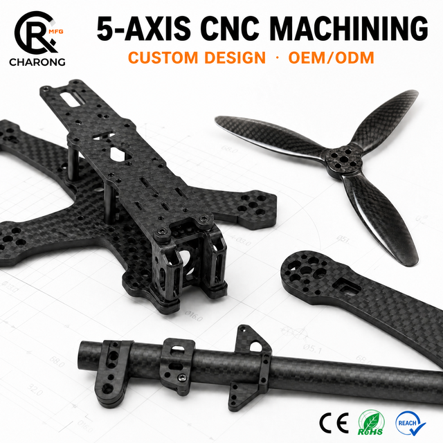 CNC Carbon Fiber Machining Service for FPV Drone Parts UAV Components OEM Factory