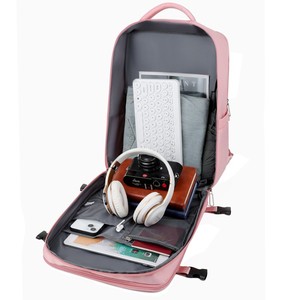 Gran capacidad impermeable poliéster cremallera moda hombres mujeres viaje ordenador mochila llevar maleta con USB peso ligero - Product Image 6