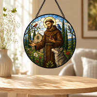 Attrape-soleil en verre teinté personnalisé avec la parabole du Bon Samaritain, attrape-soleil décoratif émouvant pour vitrine de fenêtre Grace