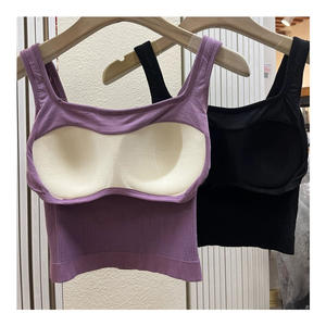 Fil sans couture gilet délicat doux camiseta sin mangas une pièce coupe fixe croptop beauté dos fronde soutien-gorge <span class=keywords><strong>tube</strong></span> haut avec coussinet de soutien-gorge - Product Image 2