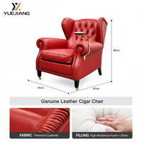 Sillón Cigar de Estilo Chino Americano, Sillón Tigre, Sofá de Diseño Moderno, Cuero Genuino Hecho a Mano, Ergonómico y Duradero 1919