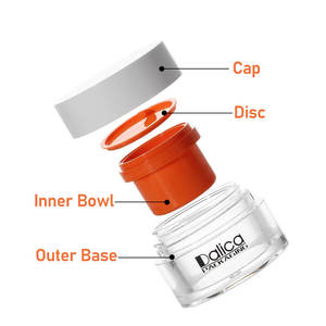 Pot en plastique acrylique Dalica Packaging avec couvercle blanc et intérieur orange, couleur et logo personnalisés, design moderne et <span class=keywords><strong>minimaliste</strong></span> pour cosmétiques - Product Image 4