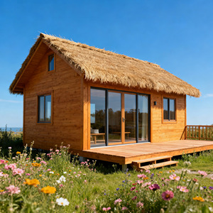Elegante Cabaña de Madera con Techo de Paja, Casa de Vacaciones Ecológica - Product Image 4