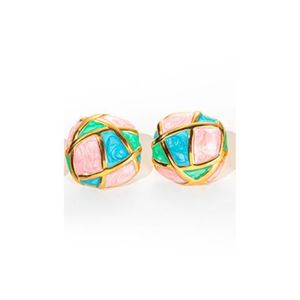 Fashion <b>Stud</b> <b>Earrings</b> 316L Stainless Steel PVD Gold Plating Sustainable Resistant Pink <b>Blue</b> Green Enamel Design - Product Image 1