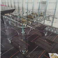 Table de baby-foot de luxe en verre transparent avec cadre en bois, taille standard, jeu de football haut de gamme pour joueurs