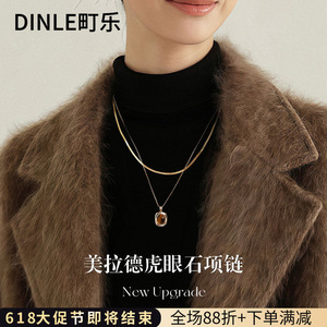 สร้อยคอ Dinle Gold Sweater พร้อมจี้หินไทเกอร์อาย รูปทรงเรขาคณิต สำหรับผู้หญิง ของขวัญ เครื่องประดับ - Product Image 5