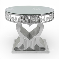Magnifique ensemble de supports de table de mariage romantiques dorés, de luxe onirique, en acier inoxydable avec plateau en verre miroir, pour banquets et réceptions en extérieur