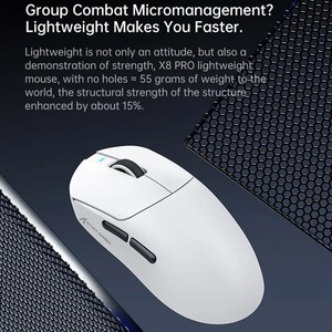Souris de jeu sans fil Attack Shark X8 <span class=keywords><strong>Pro</strong></span>, légère, 55 g, PAW3395, 8 kHz, 40 000 DPI, 700 IPS, tri-mode, faible latence pour FPS/<span class=keywords><strong>LOL</strong></span> - Product Image 4