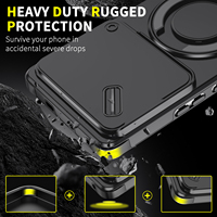 Étui de protection antichoc magnétique en TPU+PC avec support rotatif à 360° et protection coulissante anti-traces de doigts pour Infinix Hot 60 Pro Plus