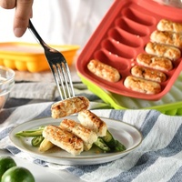 Moule à hot-dogs en silicone antiadhésif sans BPA, moule à saucisses en silicone à 6 cavités, plateau à glace et chocolat fait maison avec couvercle – Offre Spéciale