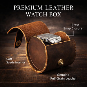 Étui de voyage en cuir pour montre avec logo personnalisé, livraison rapide, boîte à montre de luxe faite à la main, étui portable pour une seule montre - Product Image 3