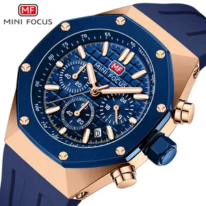 MINI FOCUS MF0417G Brand Alloy Quartz Wristwatch Luxury Brand Watch Men High Quality Silicone Chronograph Sport Waterproof Male