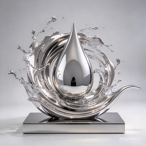 Große Spiegelpolierte Edelstahl-Ozeanwellen-Skulptur Abstrakte Wasserspritzer-Statue für <span class=keywords><strong>Hotel</strong></span>-Lobby Villa Garten Plaza - Product Image 4