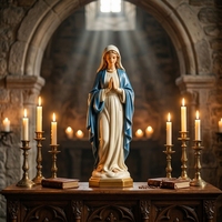 BZY Jungfrau Maria Statue Handbemalte Harzfigur Gesegnete Mutter Religiöse Figur Katholische Kirchendekoration Großhandel OEM Fabrik