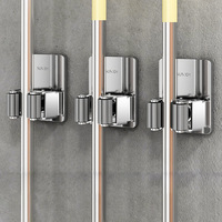 Support d'outils mural en acier inoxydable sans perçage avec crochets adhésifs, type crochet simple, multi-tailles, pour rangement de salle de bain