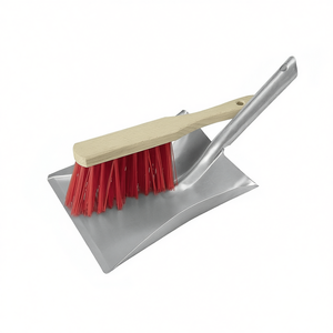 NLLE 2-Piece Dustpan And <b>Brush</b> Set Metal With Wooden Handle Red Bristles Cleaning Tools For Home Use - Product Image 2