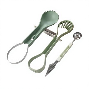 Cuillère à pastèque 3-en-1, bouleuse à melon, couteau à découper les fruits, manche en PP, outil en acier inoxydable pour plateau de fruits - Product Image 4