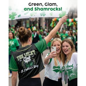 Personalized St Patrick's Day <b>Crop</b> Jersey Shirt Baseball Style Custom Irish Cute <b>Top</b> For Women Girls Summer Wear - Product Image 6