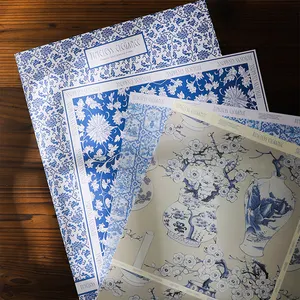 Confezione di bouquet da fiorista china blue white porcelain printing papel regalo floral flower wrap