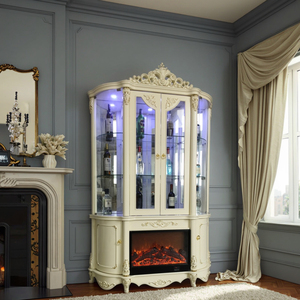 Châu Âu thiết kế sang trọng màu trắng Hoàng Gia bằng gỗ Tủ rượu Tủ thanh lịch nhà Thanh đồ nội thất cho phòng khách kính hiển thị - Product Image 6