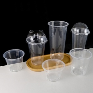 Gobelets jetables transparents en PP de qualité alimentaire en forme de U avec couvercles pour café, thé au lait et boissons froides - Product Image 1