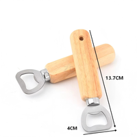 Ouvre-bouteille personnalisé en acier inoxydable avec manche en bois Ouvre-bière en bois Ouvre-bouteille de vin de cidre pour la maison, bar, restaurant