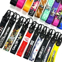 En gros, porte-clés et lanières écologiques en PVC avec étiquette, dragonnes courtes pour poignet, accessoires à impression offset, sangle en nylon