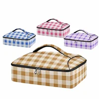 Sac isotherme rectangulaire marron personnalisé à imprimé Palaka hawaïen, 15L, imperméable, pour livraison de repas, transport de plats chauds et déjeuner