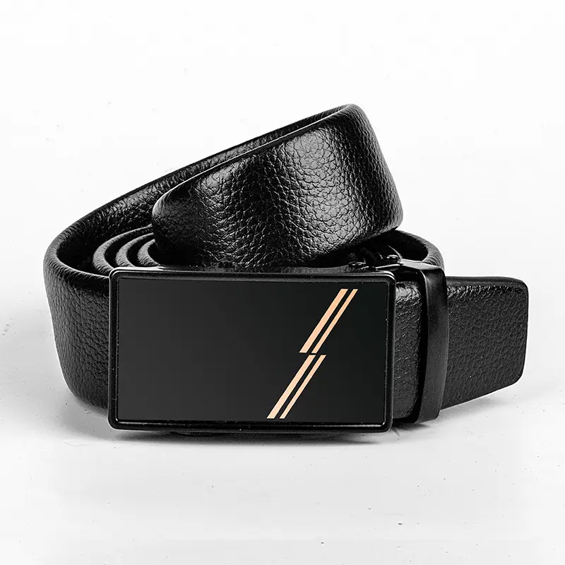 PJ-19 2022 New Adjustable business and casual Automatic Belt Black Genuine Leather Belts for men