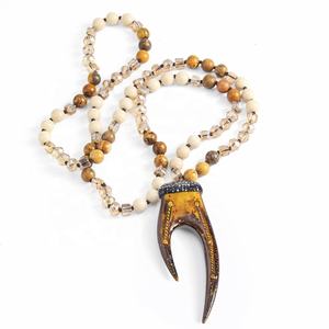 מגמה חדשה של נשים בוהמיאן רטרו אתנית תכשיטים 8 מ "מ אבן טבעית זכוכית אבן טבעית שרשרת - Product Image 4