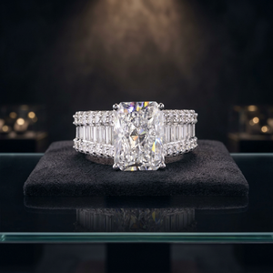 Radiant-Schliff Diamant-Verlobungsring Rhodium-Plattiert Klassische 14K Gold-Fassung Versprechen-Ring IGI-Zertifiziert Damen D'vins Schmuck RD1 - Product Image 1