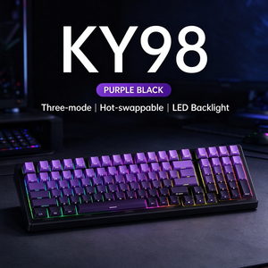 คีย์บอร์ดเกมมิ่ง KY98 แบบกลไก 98 ปุ่ม ไฟ RGB แบ็คไลท์ 2.4GHz ไร้สาย USB แบบมีสาย คีย์บอร์ดแบบ<span class=keywords><strong>ต</strong></span>ั้งโปรแกรมได้สำหรับเดสก์ท็อปและแล็ปท็อป - Product Image 1