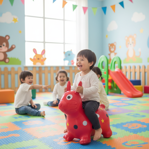 Máquina de Juego Inflable Roja FEZA con Conejo, Estrellas y Puntos para Niños, Personalizable en Inglés - Product Image 3