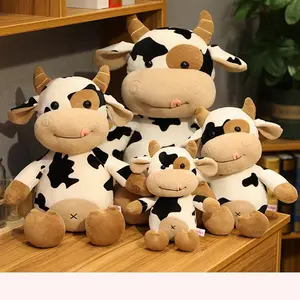 Mainan mewah boneka susu sapi 30/40cm mainan tidur hewan Super lembut untuk hadiah anak-anak boneka raksasa mainan boneka sapi putih bayi