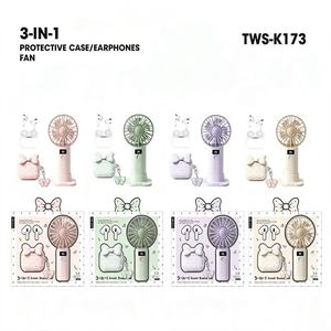 Auriculares Inalámbricos TWS-K173 con Estuche en Forma de Lazo y Mini Ventilador con Pantalla Digital - Product Image 3
