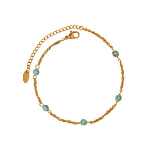 Bohemian Beaded <b>Bracelet</b> For Women 316 Blue Turquoise Zinc Alloy Chain Simple Fashion European Style Autumn Sea Wave - Product Image 5