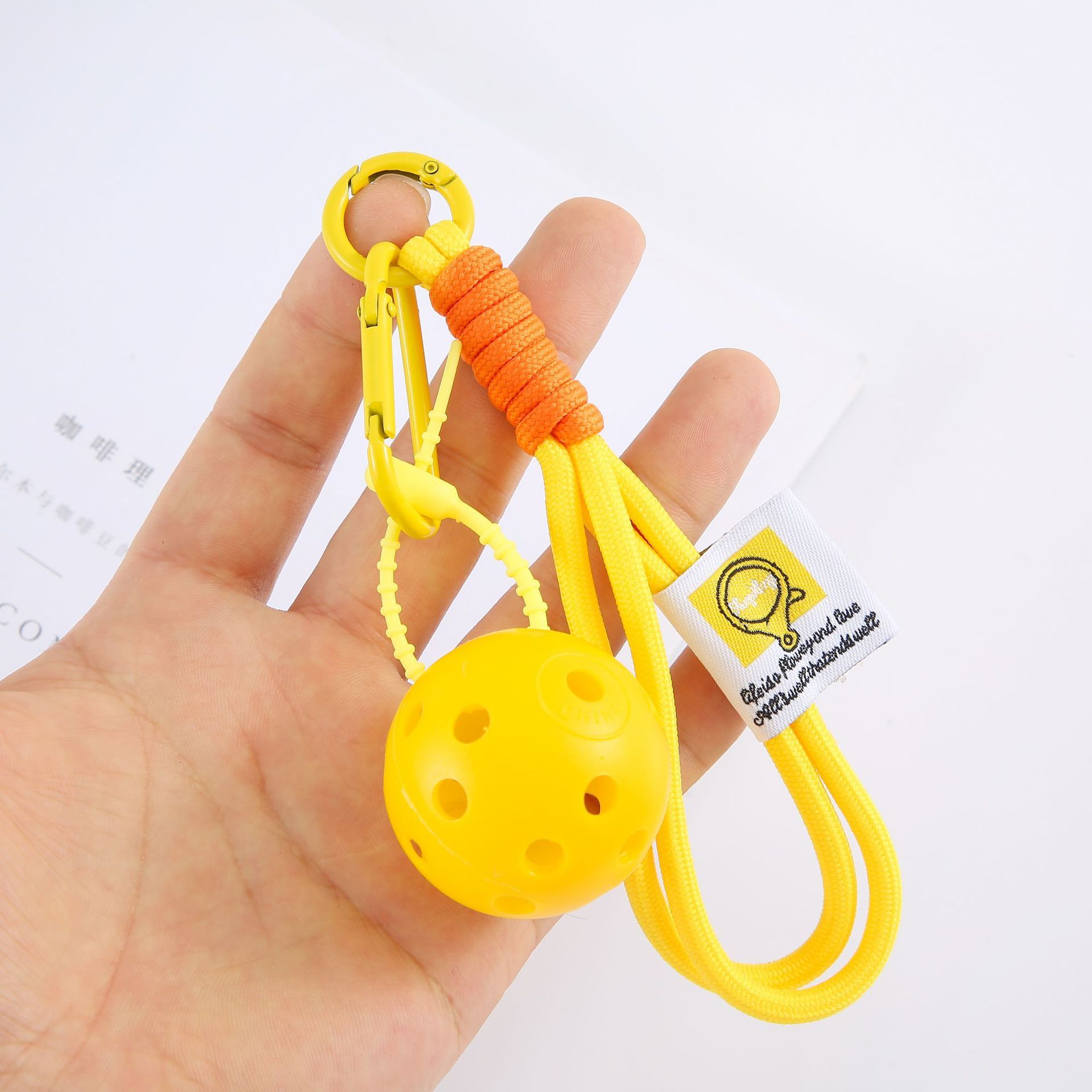 Stylish Handmade Braided Rope Mini Pickball Keychain Pickball Accessory Gift Keychain PE Pickball Keychain Wholesale