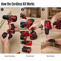 Kit d'outils de menuiserie et d'assemblage de meubles avec perceuse sans fil, scie, dégauchisseuse et batteries pour les travaux de menuiserie et l'assemblage de meubles